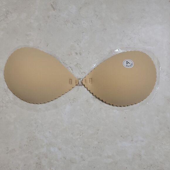 Self Adhesive Bra A Cup Backless Seashell Scallop Nude - Picture 1 of 10